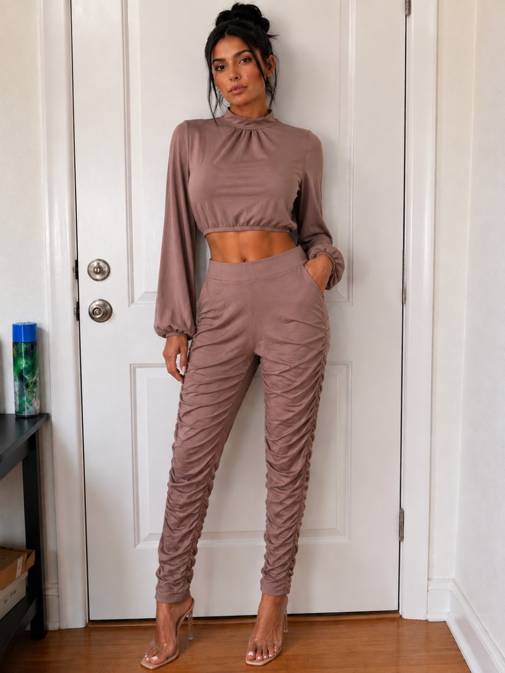 Ruched High-Waist Jogger Set - Women NWOT